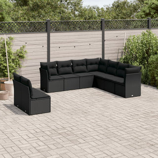 9-Delige Loungeset Met Kussens Poly Rattan