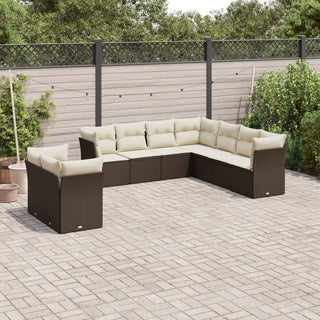 9-Delige Loungeset Met Kussens Poly Rattan