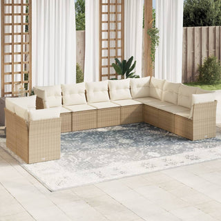 10-Delige Loungeset Met Kussens Poly Rattan