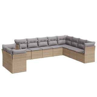 10-Delige Loungeset Met Kussens Poly Rattan