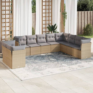 10-Delige Loungeset Met Kussens Poly Rattan