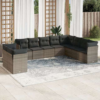 10-Delige Loungeset Met Kussens Poly Rattan