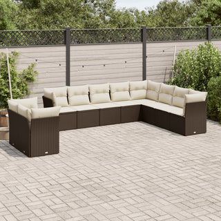 10-Delige Loungeset Met Kussens Poly Rattan