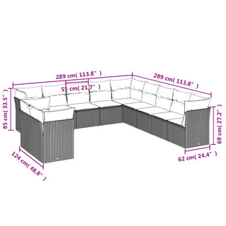 1 Loungeset Met Kussens Poly Rattan