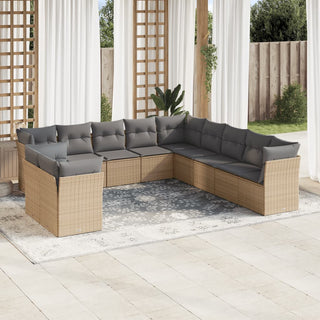 1 Loungeset Met Kussens Poly Rattan