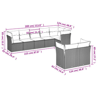 8-Delige Loungeset Met Kussens Poly Rattan