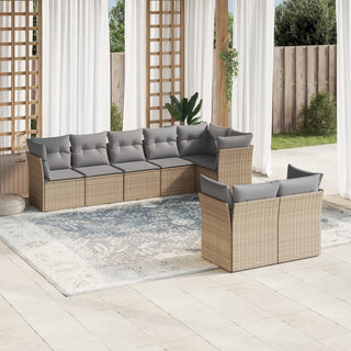 8-Delige Loungeset Met Kussens Poly Rattan