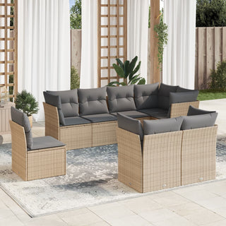 8-Delige Loungeset Met Kussens Poly Rattan