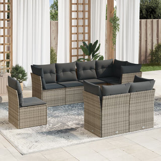 8-Delige Loungeset Met Kussens Poly Rattan