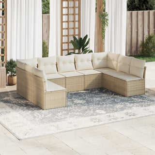 9-Delige Loungeset Met Kussens Poly Rattan