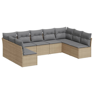 9-Delige Loungeset Met Kussens Poly Rattan