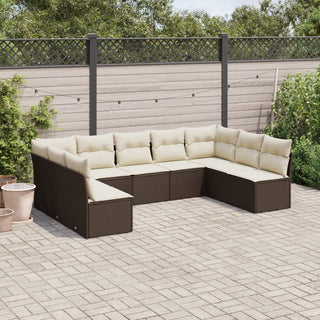 9-Delige Loungeset Met Kussens Poly Rattan