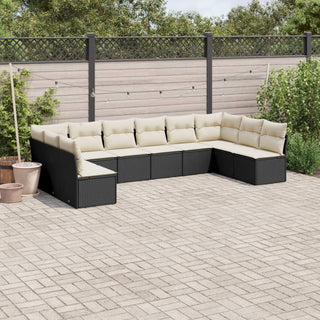 10-Delige Loungeset Met Kussens Poly Rattan