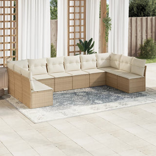 10-Delige Loungeset Met Kussens Poly Rattan