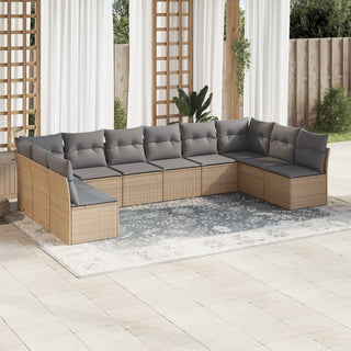 10-Delige Loungeset Met Kussens Poly Rattan