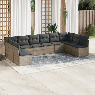 10-Delige Loungeset Met Kussens Poly Rattan