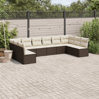 10-Delige Loungeset Met Kussens Poly Rattan