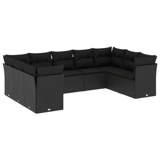 9-Delige Loungeset Met Kussens Poly Rattan