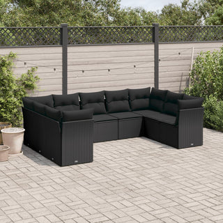 9-Delige Loungeset Met Kussens Poly Rattan