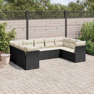 9-Delige Loungeset Met Kussens Poly Rattan