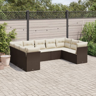 9-Delige Loungeset Met Kussens Poly Rattan