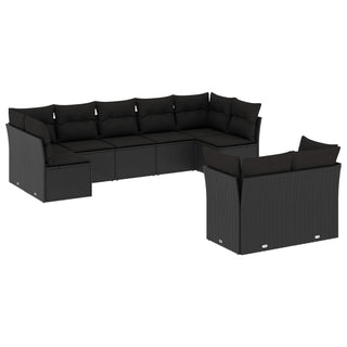 9-Delige Loungeset Met Kussens Poly Rattan