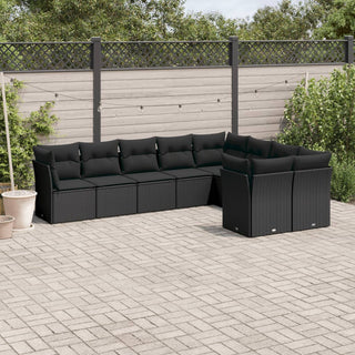 9-Delige Loungeset Met Kussens Poly Rattan