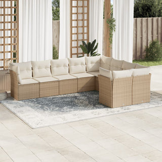 9-Delige Loungeset Met Kussens Poly Rattan