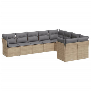 9-Delige Loungeset Met Kussens Poly Rattan