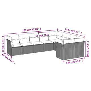 9-Delige Loungeset Met Kussens Poly Rattan