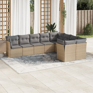 9-Delige Loungeset Met Kussens Poly Rattan