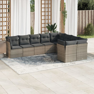 9-Delige Loungeset Met Kussens Poly Rattan