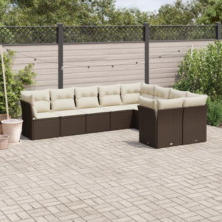 9-Delige Loungeset Met Kussens Poly Rattan