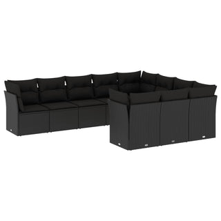 10-Delige Loungeset Met Kussens Poly Rattan