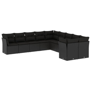 10-Delige Loungeset Met Kussens Poly Rattan