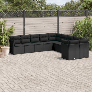 10-Delige Loungeset Met Kussens Poly Rattan