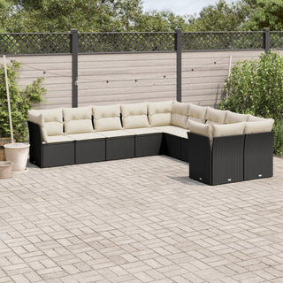 10-Delige Loungeset Met Kussens Poly Rattan