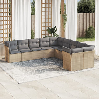 10-Delige Loungeset Met Kussens Poly Rattan