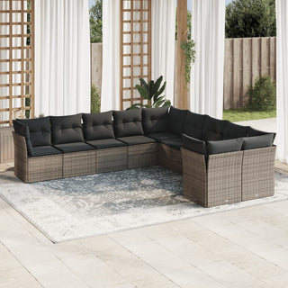 10-Delige Loungeset Met Kussens Poly Rattan