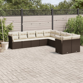 10-Delige Loungeset Met Kussens Poly Rattan