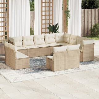 12-Delige Loungeset Met Kussens Poly Rattan