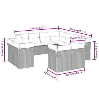 1 Loungeset Met Kussens Poly Rattan