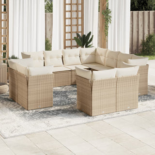 1 Loungeset Met Kussens Poly Rattan