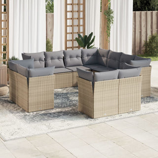 1 Loungeset Met Kussens Poly Rattan