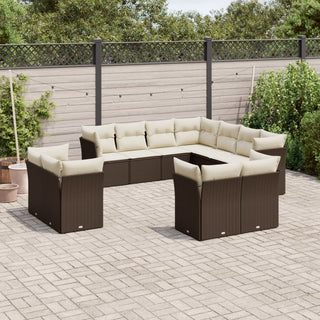 1 Loungeset Met Kussens Poly Rattan