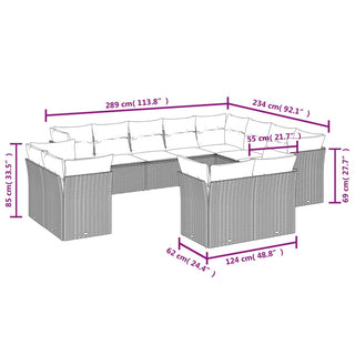 12-Delige Loungeset Met Kussens Poly Rattan