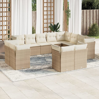 12-Delige Loungeset Met Kussens Poly Rattan