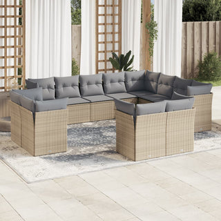 12-Delige Loungeset Met Kussens Poly Rattan