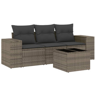 4-Delige Loungeset Met Kussens Poly Rattan