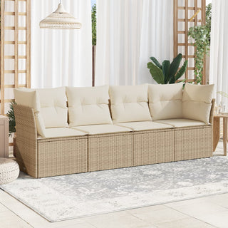 4-Delige Loungeset Met Kussens Poly Rattan